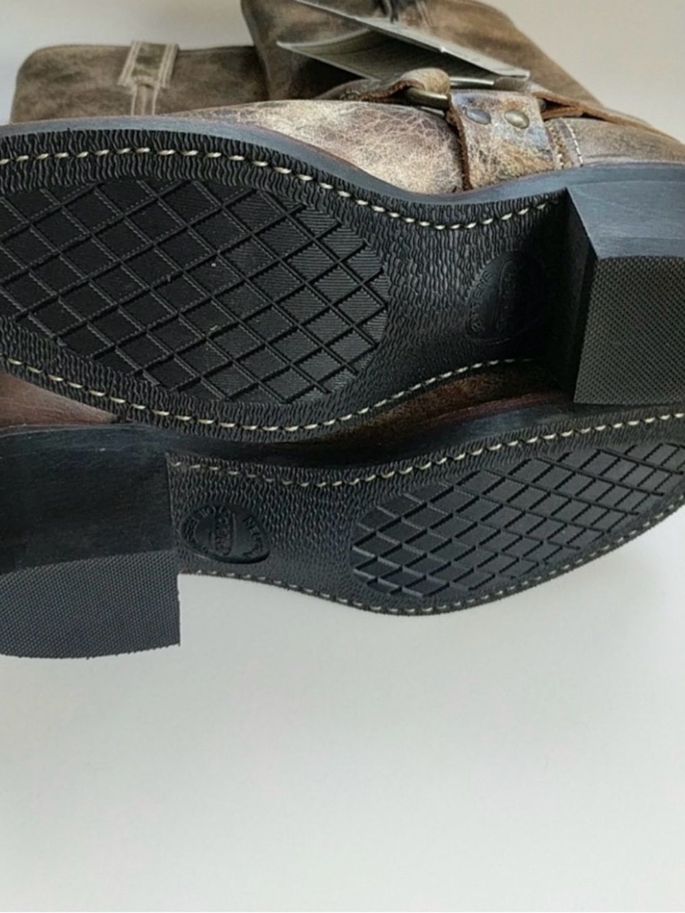 Frye Harness Boots in Distressed Brown Leather - Picture 3 of 4